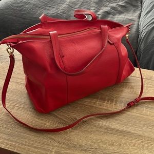 *cherry red* leather work bag